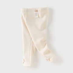 Dave&Bella Toddler Girls Casual Beige/Grey Outdoor Soft Plush-lined Leggings