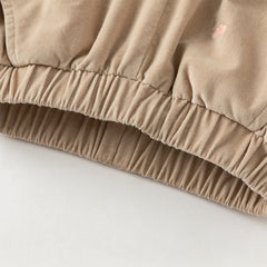 Dave&Bella Toddler Girls Winter Casual Khaki Warm Plush-lined Drawstring Pants