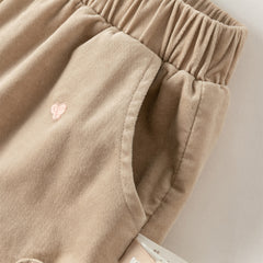 Dave&Bella Toddler Girls Winter Casual Khaki Warm Plush-lined Drawstring Pants