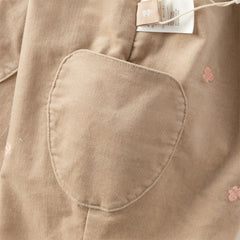 Dave&Bella Toddler Girls Winter Casual Khaki Warm Plush-lined Drawstring Pants