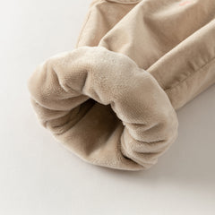 Dave&Bella Toddler Girls Winter Casual Khaki Warm Plush-lined Drawstring Pants
