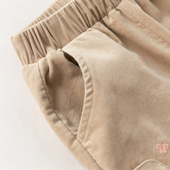 Dave&Bella Toddler Girls Winter Casual Khaki Warm Plush-lined Drawstring Pants