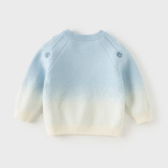 Dave&Bella Toddler Girls/Boys Cozy Long Sleeve Gradient Blue Versatile Sweater Tops