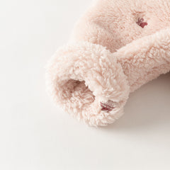 Dave&Bella Baby Girls/Boys Cute Candy Pink/Khaki Hooded Soft Plush Rompers