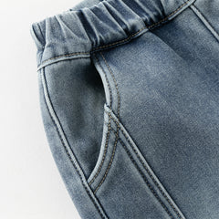 Dave&Bella Toddler Boys Comfortable Denim Blue Adjustable-waistband Jeans Pants