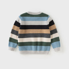 Dave&Bella Kids Boys Winter Blue Striped Casual Wool Pullover Sweaters Tops