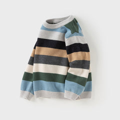 Dave&Bella Kids Boys Winter Blue Striped Casual Wool Pullover Sweaters Tops