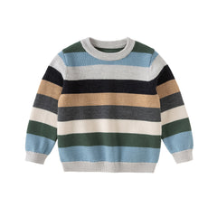 Dave&Bella Kids Boys Winter Blue Striped Casual Wool Pullover Sweaters Tops