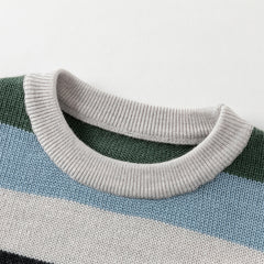 Dave&Bella Kids Boys Winter Blue Striped Casual Wool Pullover Sweaters Tops