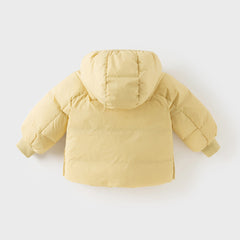 Dave&Bella Toddler Girls Winter Yellow Hooded Long-sleeved Outdoor Cozy Down Coats