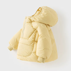 Dave&Bella Toddler Girls Winter Yellow Hooded Long-sleeved Outdoor Cozy Down Coats