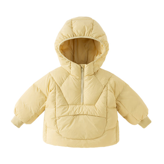 Dave&Bella Toddler Girls Winter Yellow Hooded Long-sleeved Outdoor Cozy Down Coats