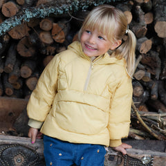 Dave&Bella Toddler Girls Winter Yellow Hooded Long-sleeved Outdoor Cozy Down Coats