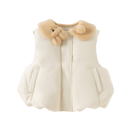 Dave&Bella Toddler Girls Winter Versatile White Windproof Outdoor Down Vests Tops