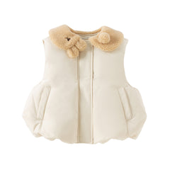 Dave&Bella Toddler Girls Winter Versatile White Windproof Outdoor Down Vests Tops