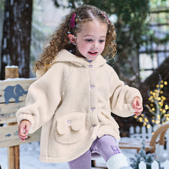 Dave&Bella Toddler Girls Winter Gentle White Outdoor Outwear Warm Hooded Coats