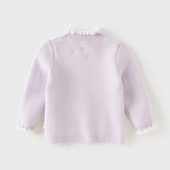 Dave&Bella Kids Girls Elegant Purple Soft Turtle  Plush-lined Sweaters Tops