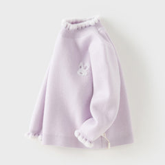 Dave&Bella Kids Girls Elegant Purple Soft Turtle  Plush-lined Sweaters Tops