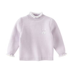 Dave&Bella Kids Girls Elegant Purple Soft Turtle  Plush-lined Sweaters Tops