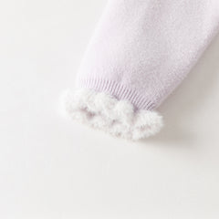 Dave&Bella Kids Girls Elegant Purple Soft Turtle  Plush-lined Sweaters Tops