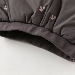 Dave&Bella Toddler Girls Winter Purple Windproof Outdoor Fruit-embroidery Down Pants