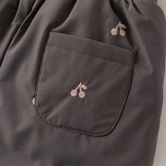 Dave&Bella Toddler Girls Winter Purple Windproof Outdoor Fruit-embroidery Down Pants