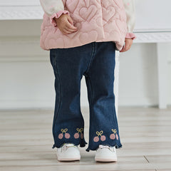 Dave&Bella Toddler Girls Casual Denim Blue Straight-Leg Flared Jeans