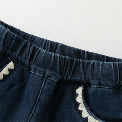 Dave&Bella Toddler Girls Casual Denim Blue Straight-Leg Flared Jeans