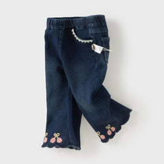 Dave&Bella Toddler Girls Casual Denim Blue Straight-Leg Flared Jeans