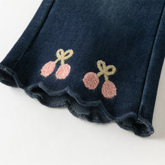 Dave&Bella Toddler Girls Casual Denim Blue Straight-Leg Flared Jeans