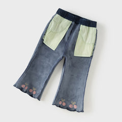 Dave&Bella Toddler Girls Casual Denim Blue Straight-Leg Flared Jeans