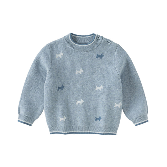 Dave&Bella Toddler Boys Winter Breathable Cotton Turtle Blue Pullover Sweaters Tops