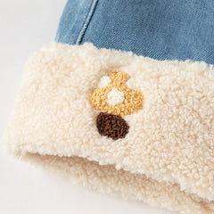 Dave&Bella Toddler Girls Winter Sweet Denim Blue Straight-leg Plush-lined Long Jeans Pants