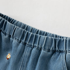 Dave&Bella Toddler Girls Winter Sweet Denim Blue Straight-leg Plush-lined Long Jeans Pants