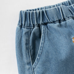 Dave&Bella Toddler Girls Winter Sweet Denim Blue Straight-leg Plush-lined Long Jeans Pants