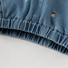 Dave&Bella Toddler Girls Winter Sweet Denim Blue Straight-leg Plush-lined Long Jeans Pants