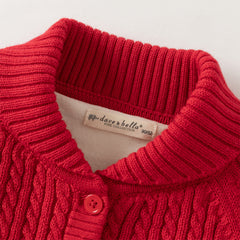 Dave&Bella Toddler Boys Red Outwear Cozy Plush-lined Sweater Coats