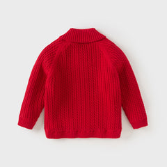 Dave&Bella Toddler Boys Red Outwear Cozy Plush-lined Sweater Coats