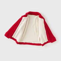 Dave&Bella Toddler Boys Red Outwear Cozy Plush-lined Sweater Coats