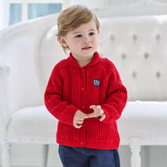 Dave&Bella Toddler Boys Red Outwear Cozy Plush-lined Sweater Coats