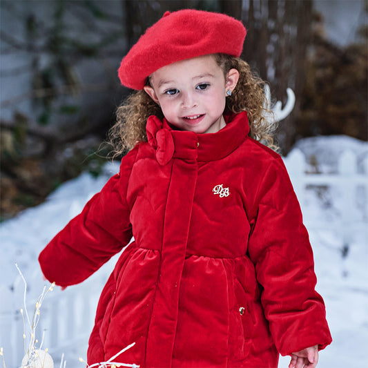 Dave&Bella Toddler Girls Winter Christimas Red Turtle Outdoor Windproof Warm Down Coats