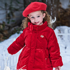 Dave&Bella Toddler Girls Winter Christimas Red Turtle Outdoor Windproof Warm Down Coats