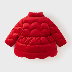Dave&Bella Toddler Girls Winter Christimas Red Turtle Outdoor Windproof Warm Down Coats