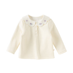 Dave&Bella Toddler Girls Winter Charming Beige Soft Long-sleeved T-Shirts Tops