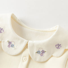 Dave&Bella Toddler Girls Winter Charming Beige Soft Long-sleeved T-Shirts Tops