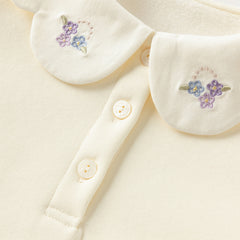 Dave&Bella Toddler Girls Winter Charming Beige Soft Long-sleeved T-Shirts Tops