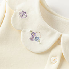 Dave&Bella Toddler Girls Winter Charming Beige Soft Long-sleeved T-Shirts Tops