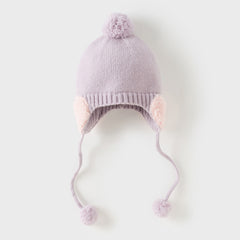 Dave&Bella Toddler Girls Adorable Purple/Beige Versatile Cozy Pullover Hats