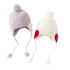Dave&Bella Toddler Girls Adorable Purple/Beige Versatile Cozy Pullover Hats