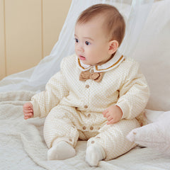 Dave&Bella Baby Boys Winter Apricot Indoor Padded Rompers